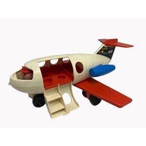 Vintage Fisher-Price Jet Airplane Toy #183 With Pilot and stickers